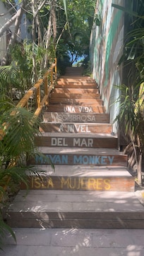 The stairs down to the property