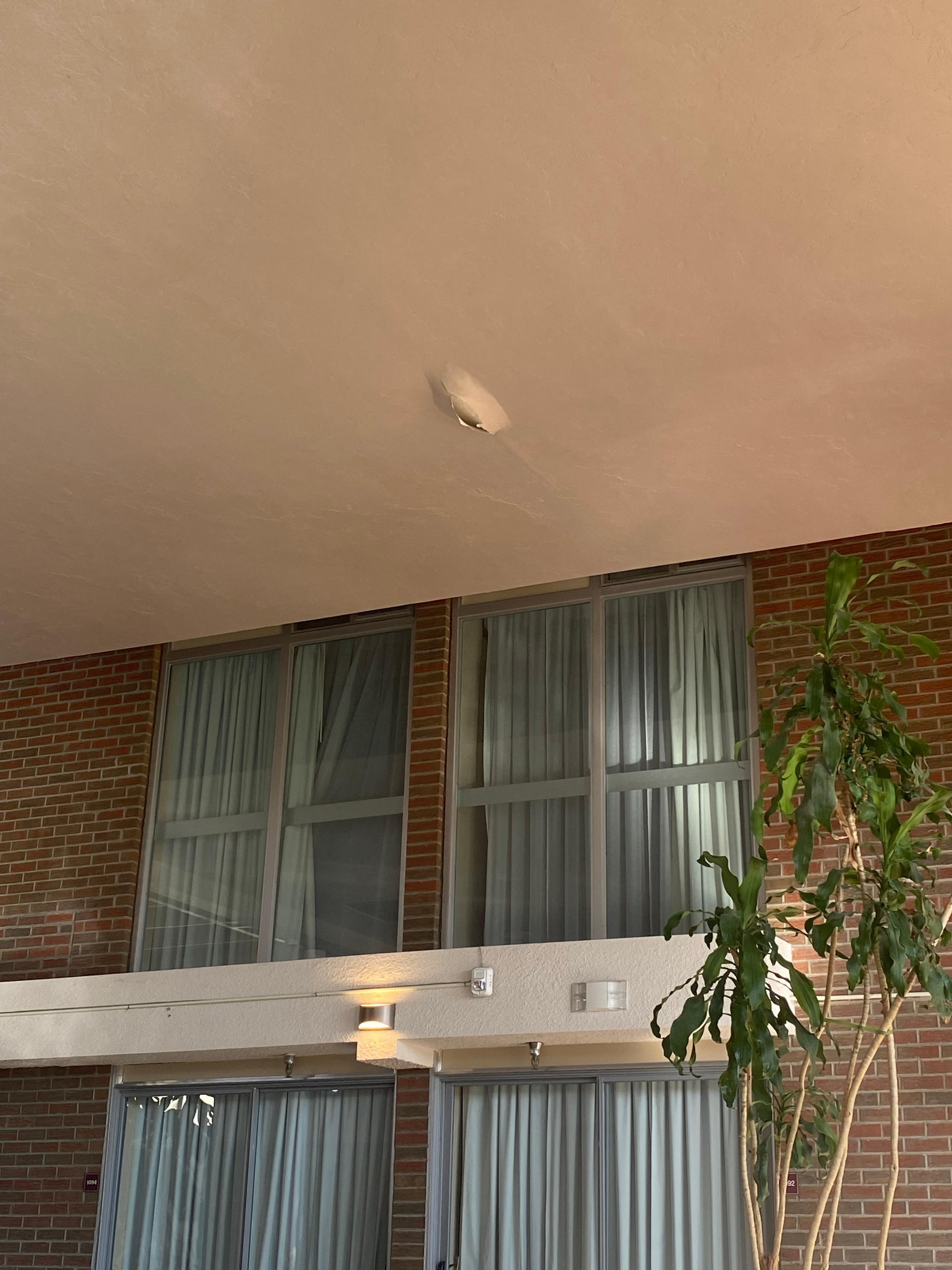 Leaking hole above pool