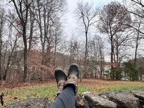 Out by the fire pit - unfortunately it was too wet for a fire - but can't wait to go back next summer