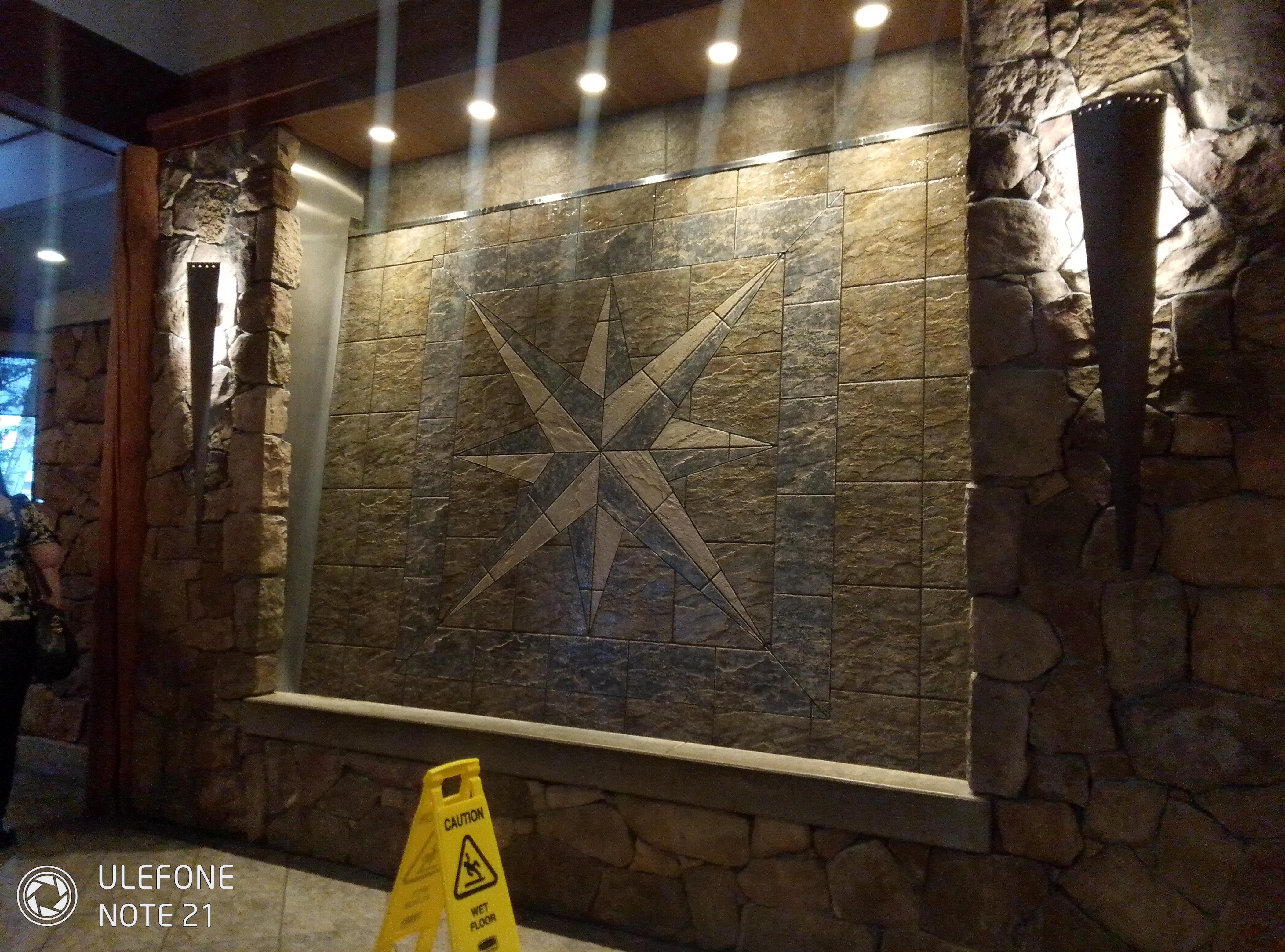 A beautiful, cascading water wall at the White Spot, Nanaimo.