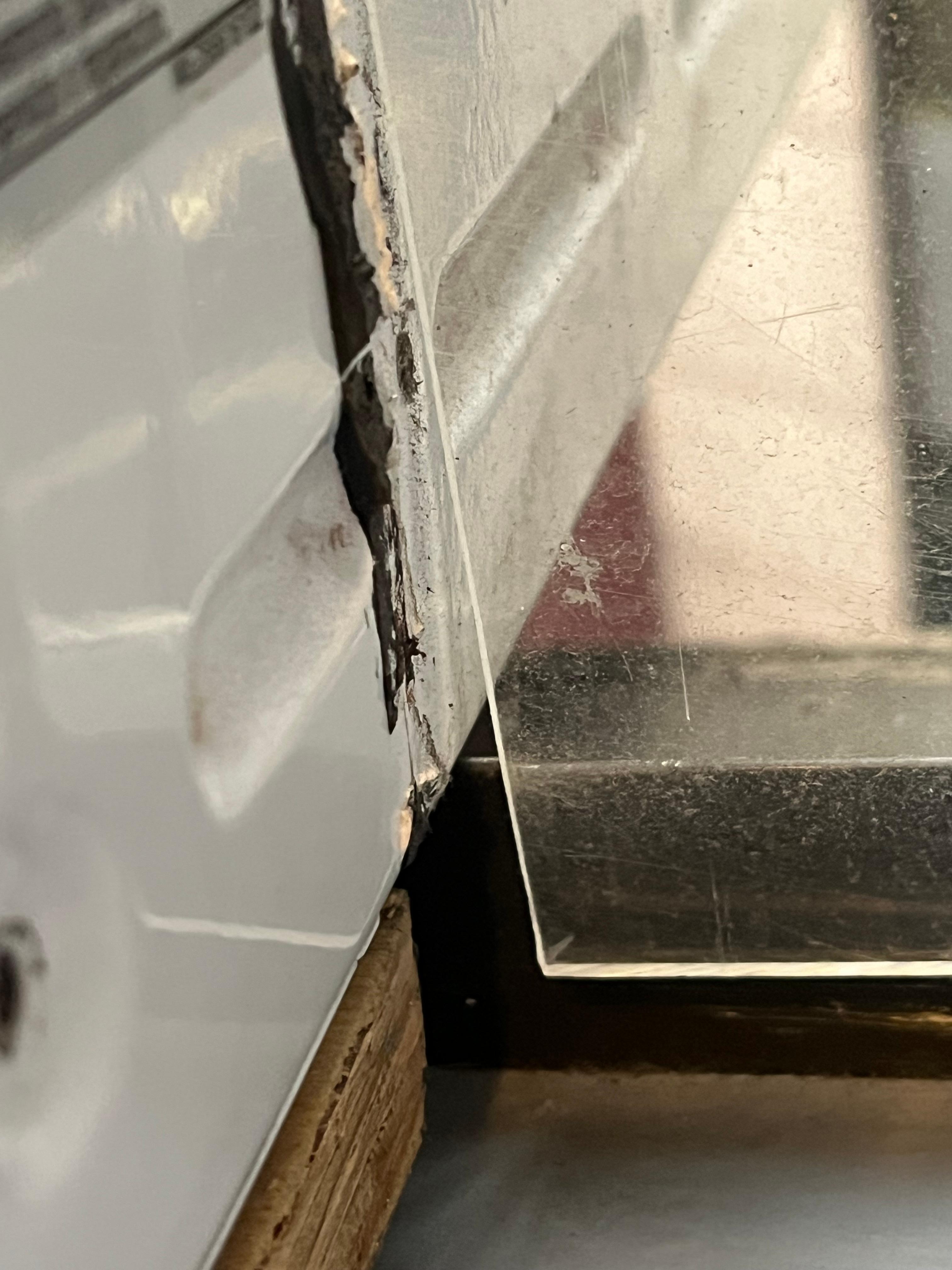 Gaps around ac unit in window.