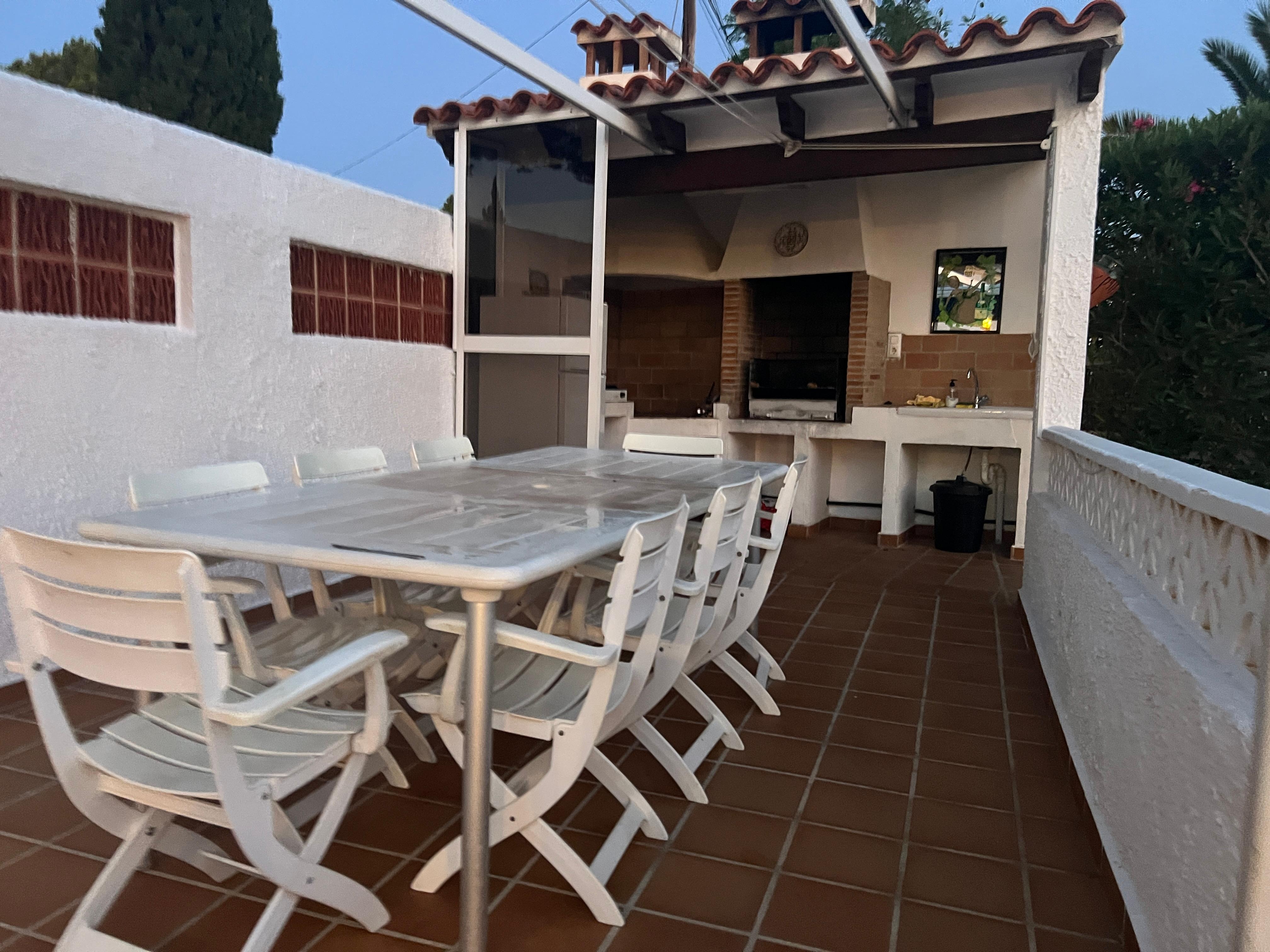 The outdoor kitchen area