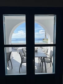 View from dining area to the outside seating