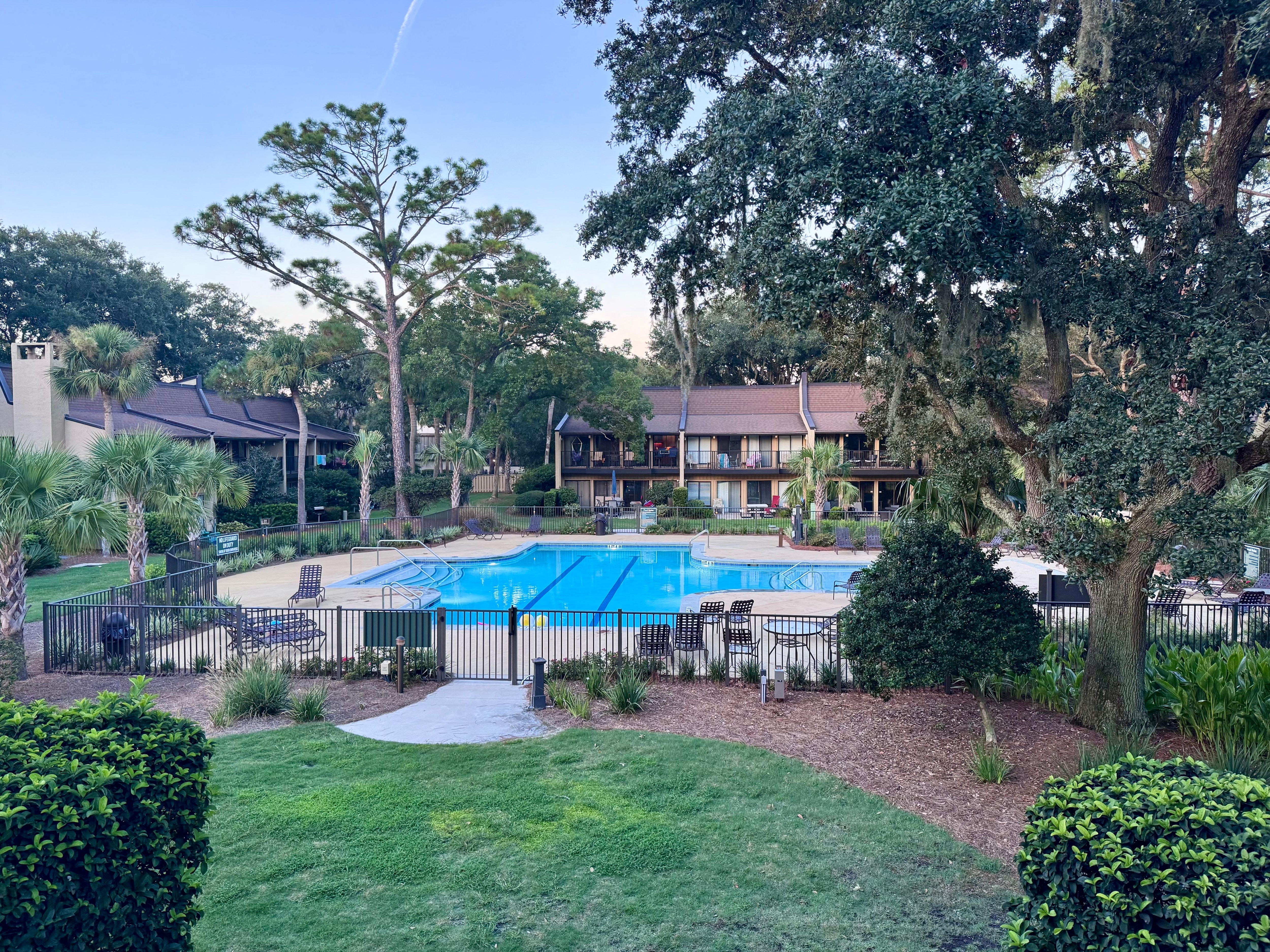 View of pool from balcony 