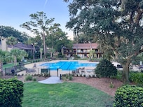 View of pool from balcony