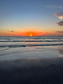 Sunset from beach across street