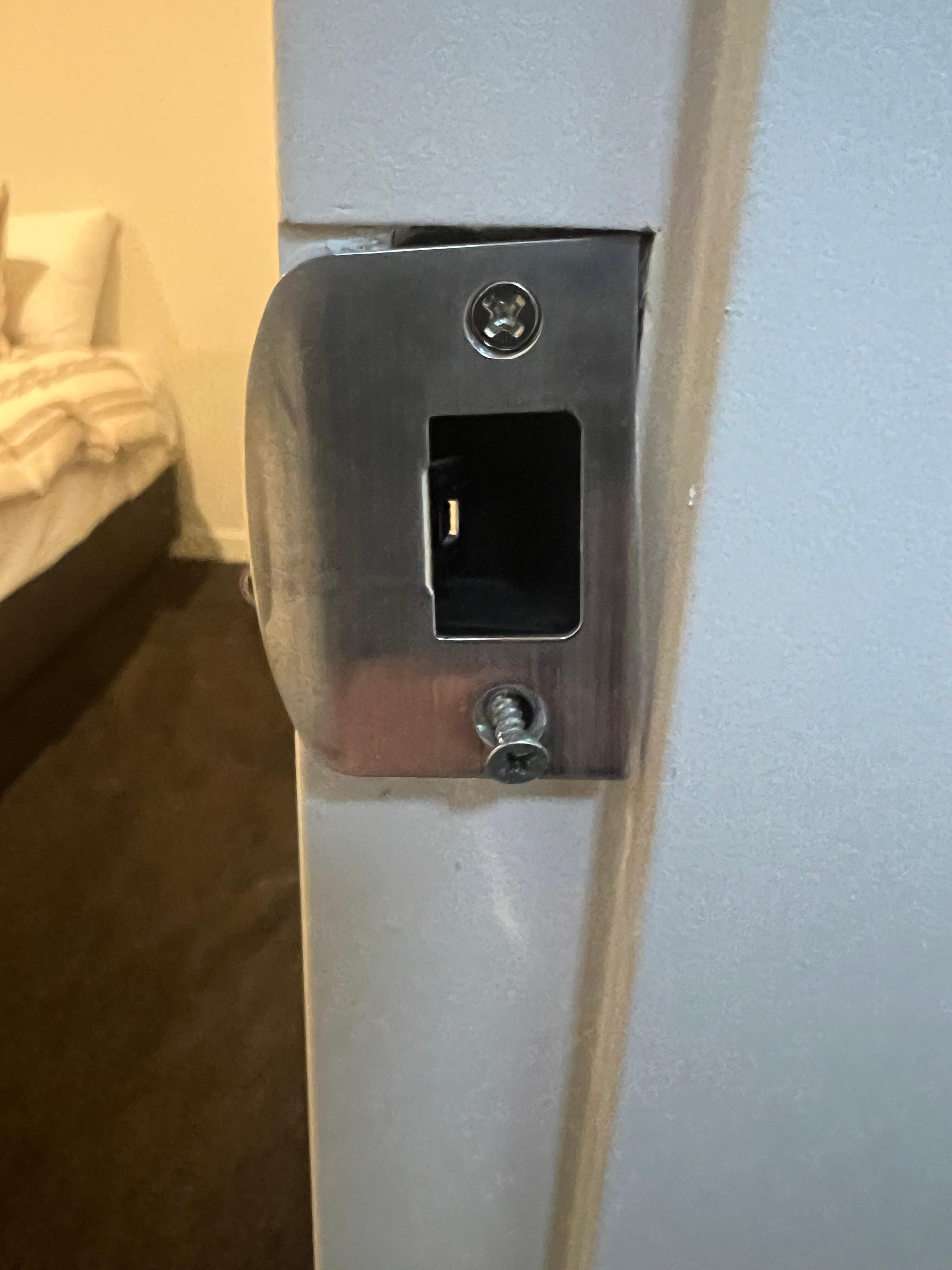 Striker plate in third bedroom needs to be repaired.