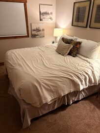 Master bed as I saw it upon entering unit.