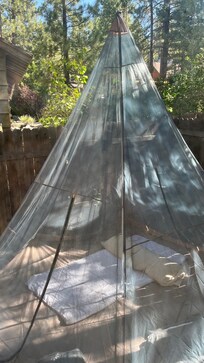 Screened bed outside