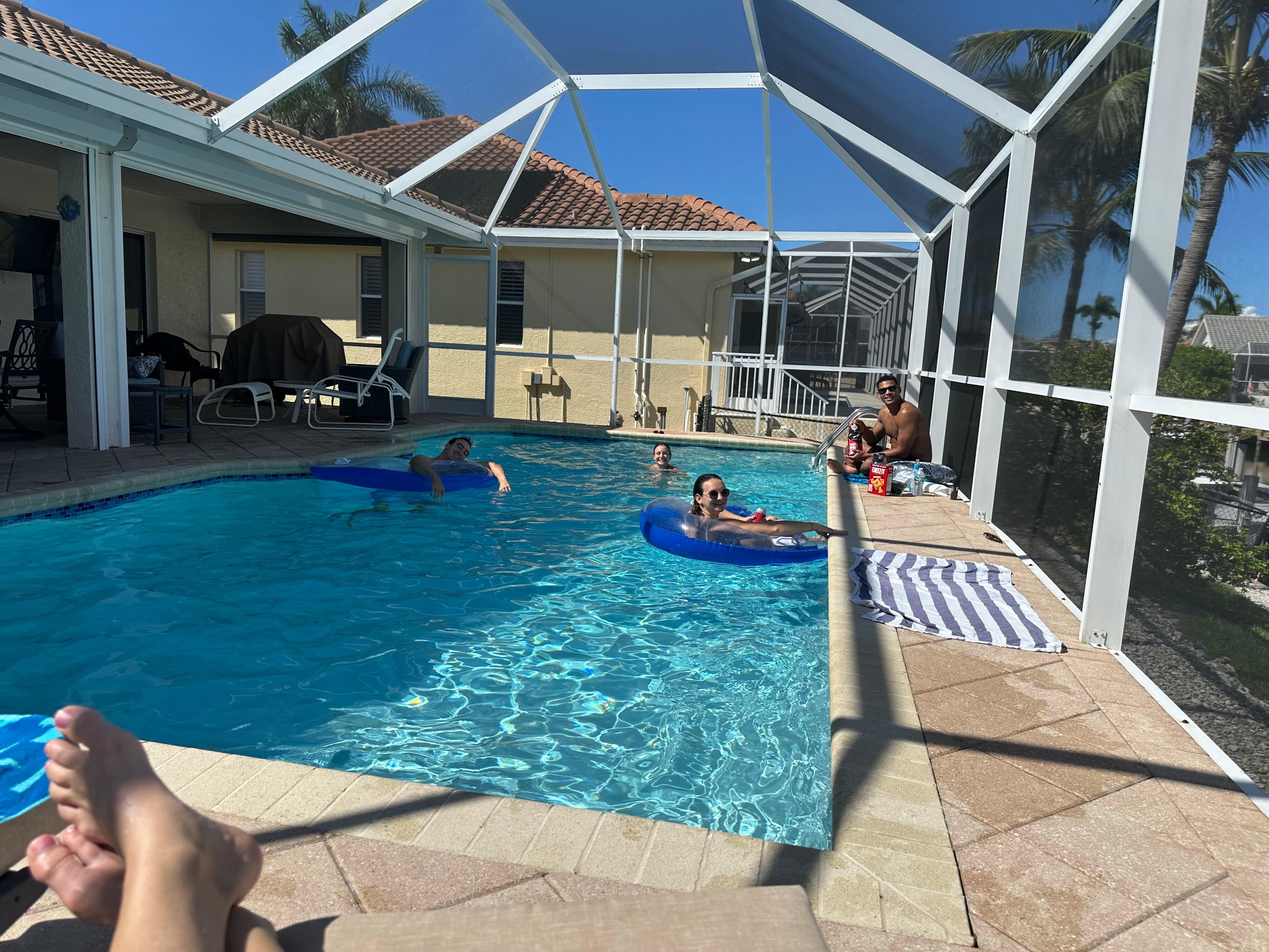Relaxing pool and patio with tv to watch our beloved Ohio State Buckeyes!