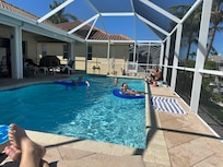 Relaxing pool and patio with tv to watch our beloved Ohio State Buckeyes!