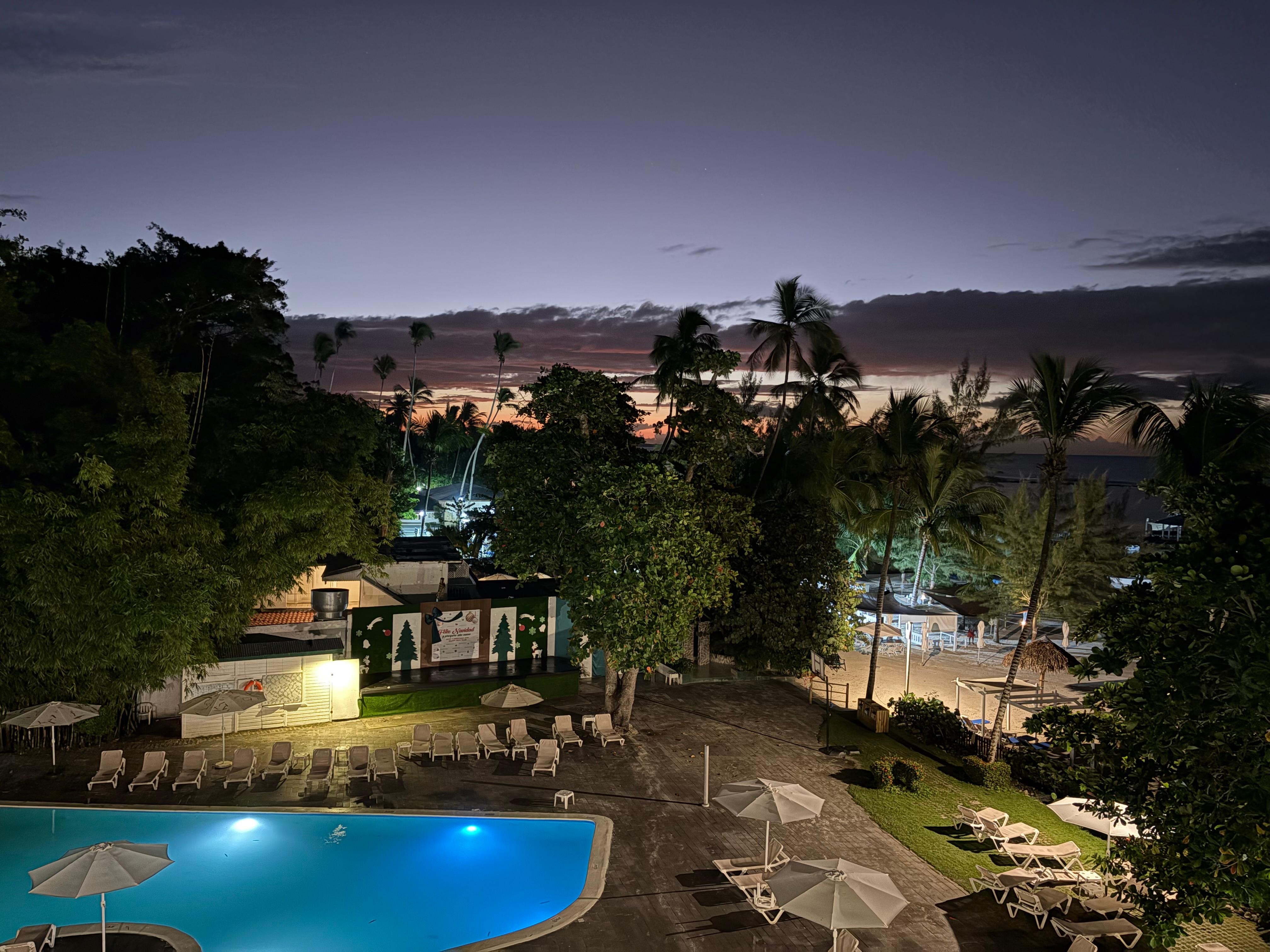 View over swimming pool