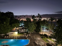 View over swimming pool