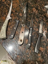 variety of broken knives