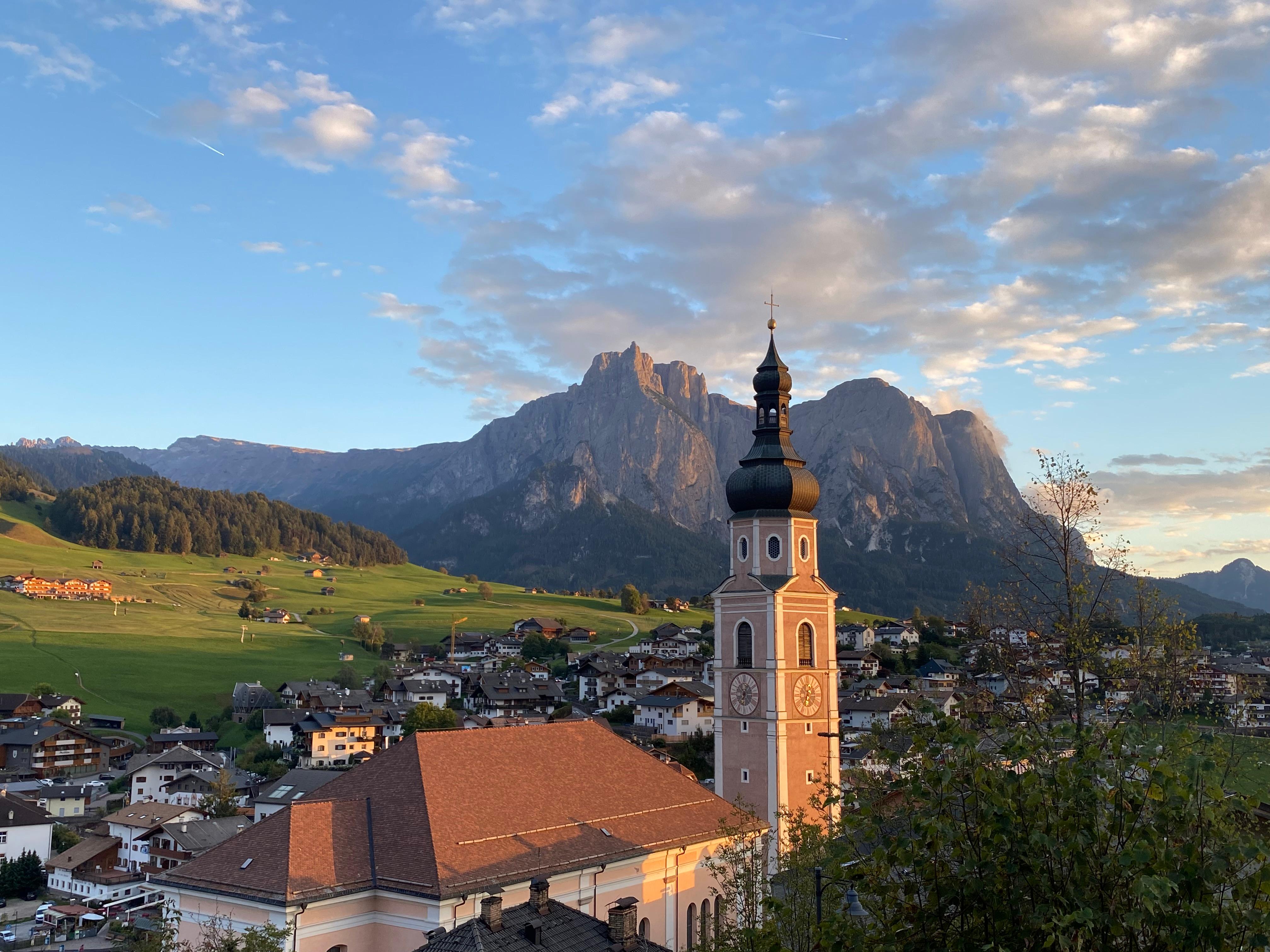 The town just before sunset. 