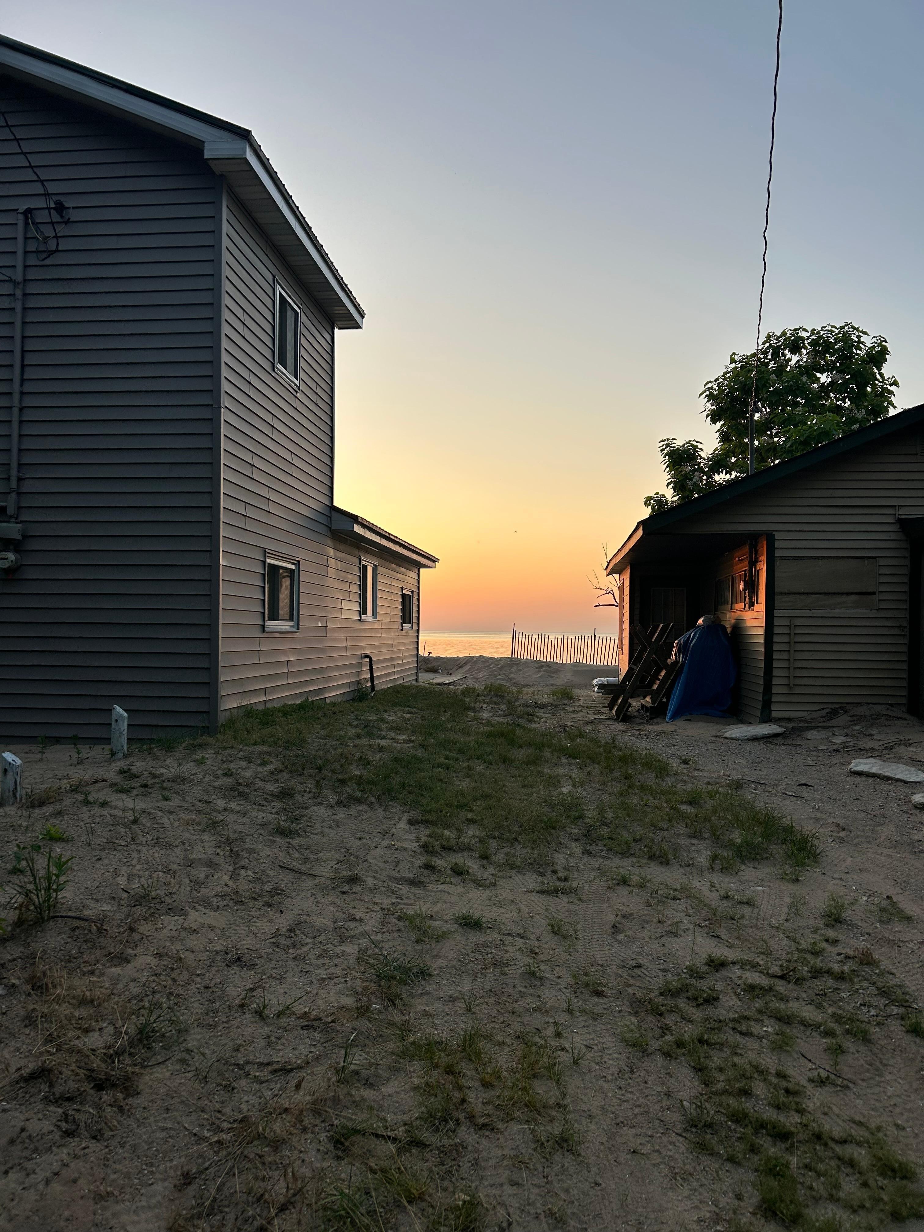 The side of the property.