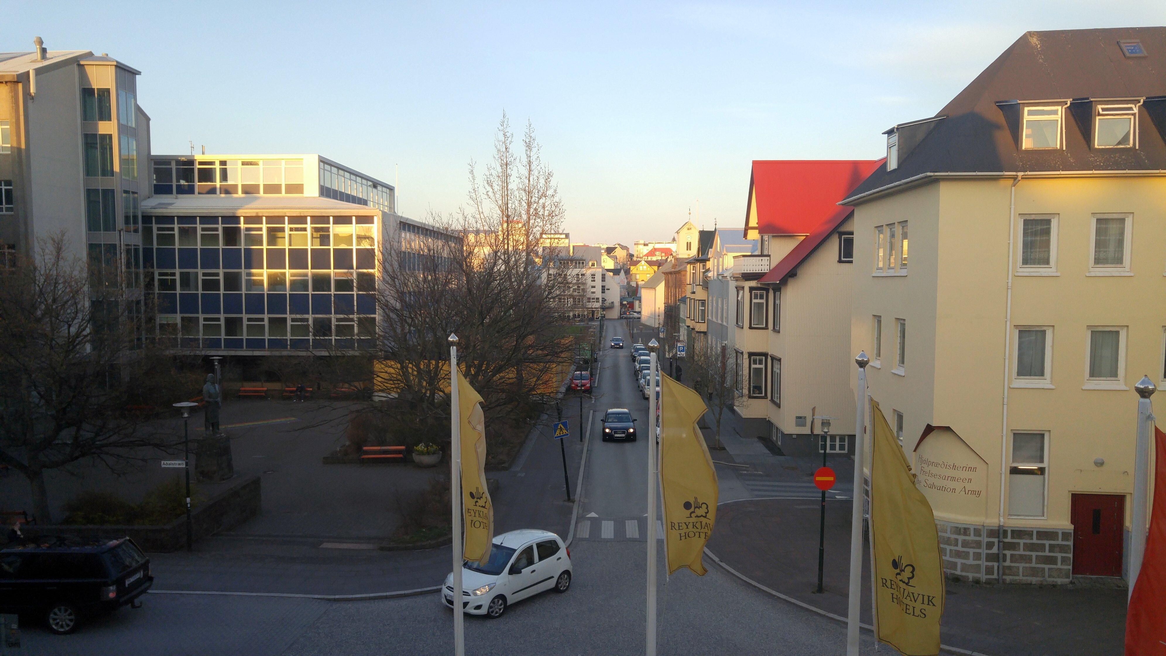 View from room. Parliament building is the brown one on the right.