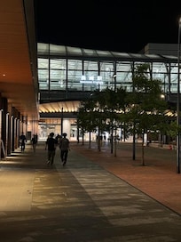 The hotel is immediately behind the main station building.