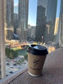 Loved the window bench with my morning complimentary latte!