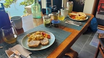 Breakfast on the morning of our anniversary. Small but easy to use kitchen provided all the tools we needed to cook our meals.