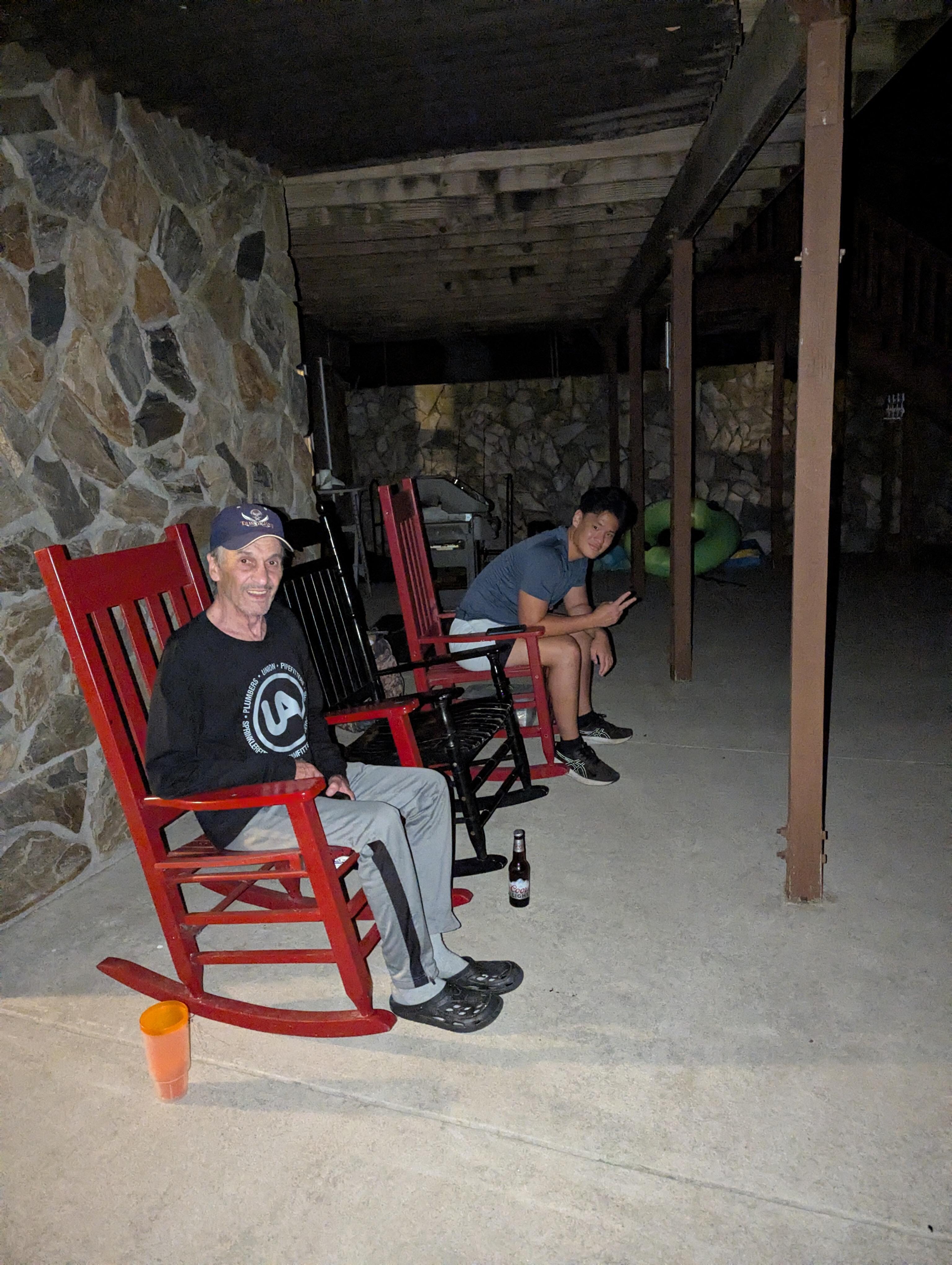 Relaxing on the rocking chairs