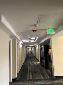 Water leaking from the ceiling.