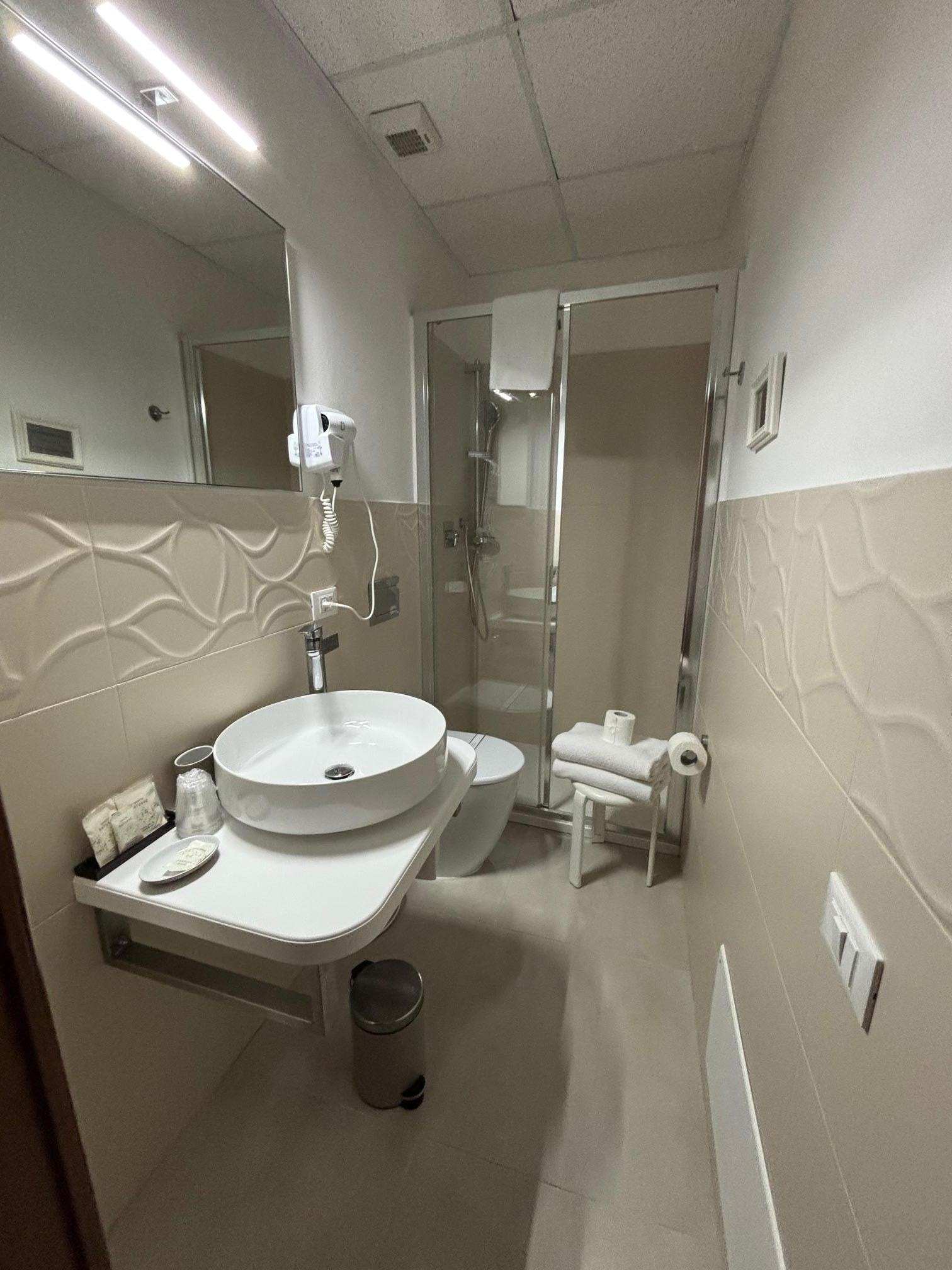 Clean bathroom, yes, small, but what more do you need AND it is Florence.