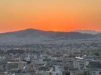 View from rooftop restaurant.
