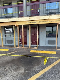 entrance to room. that is yellow "warning tape" you have to crawl under to enter room