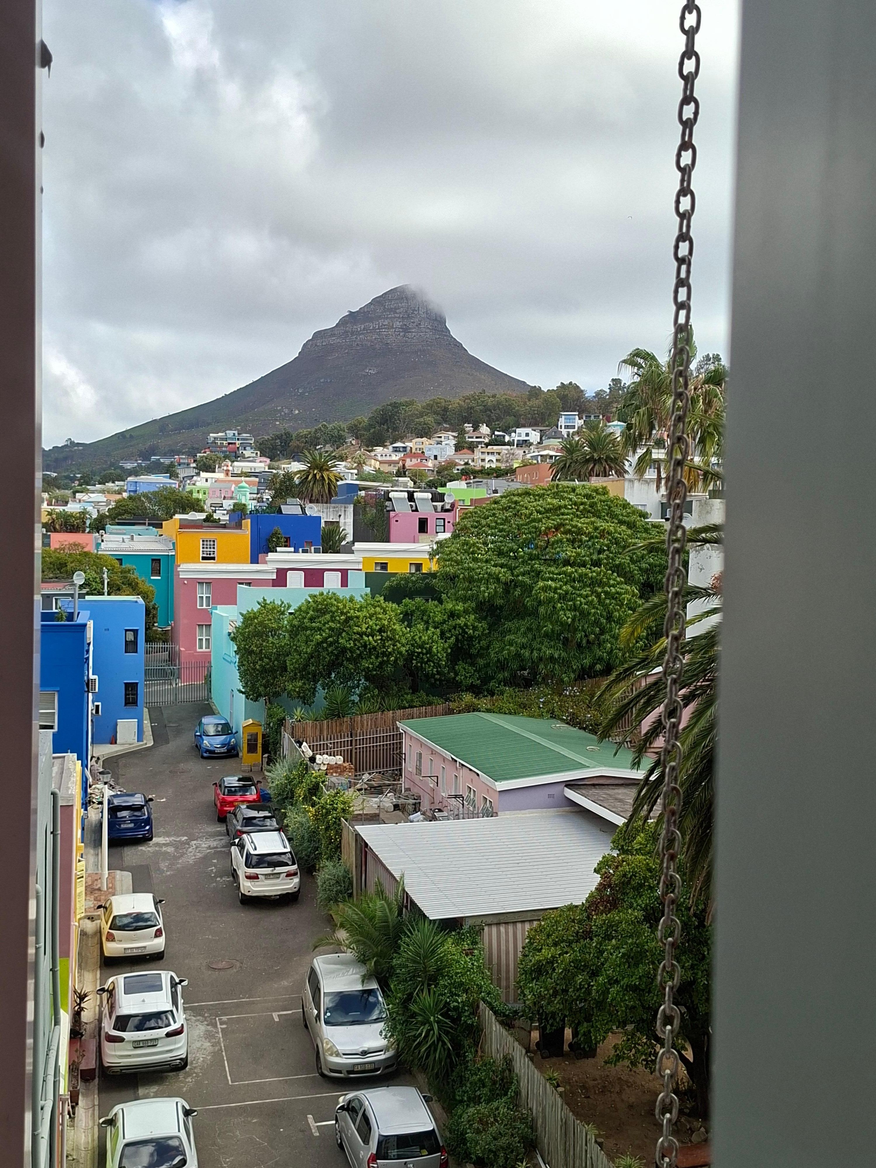View of Bokaap and Lion's Head from apartment window.