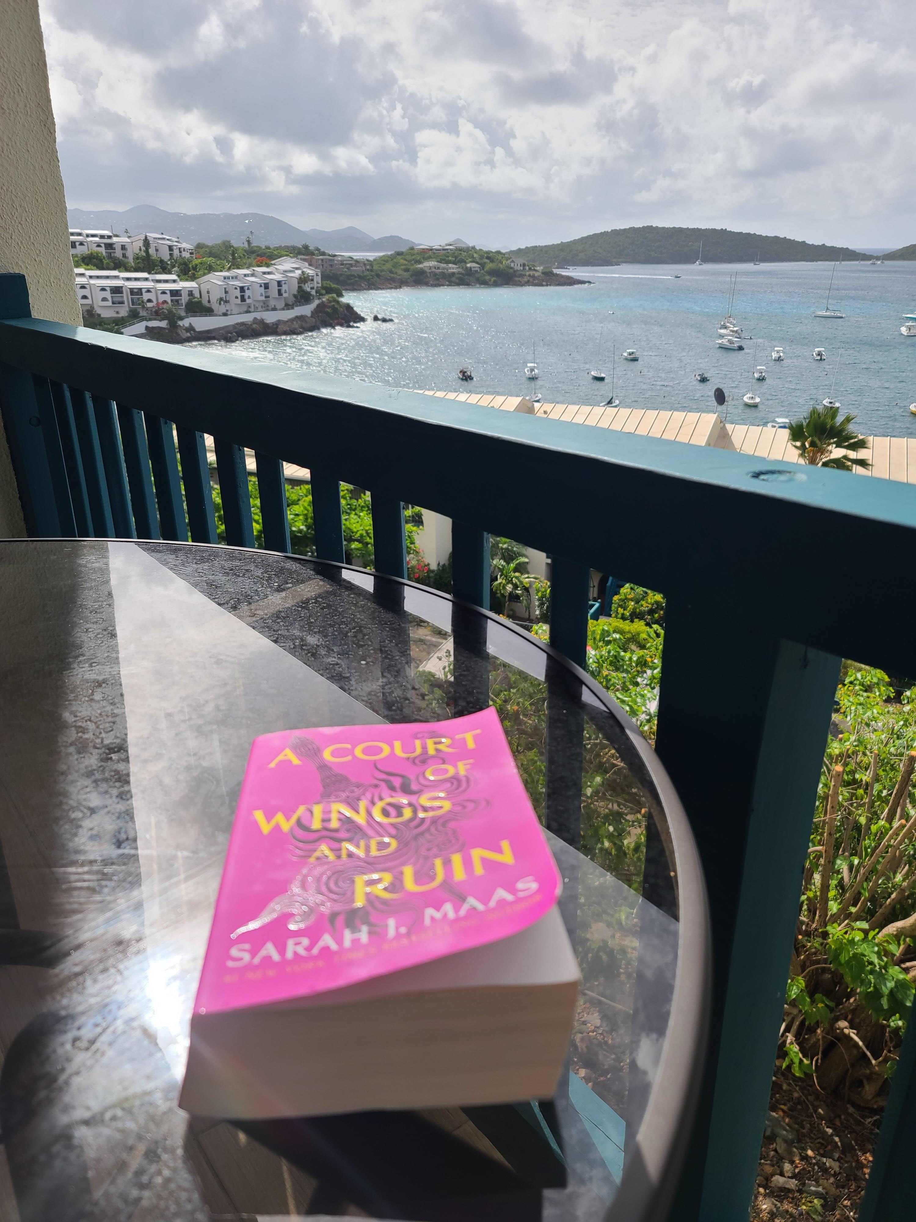 Early morning reading with a beautiful view. 