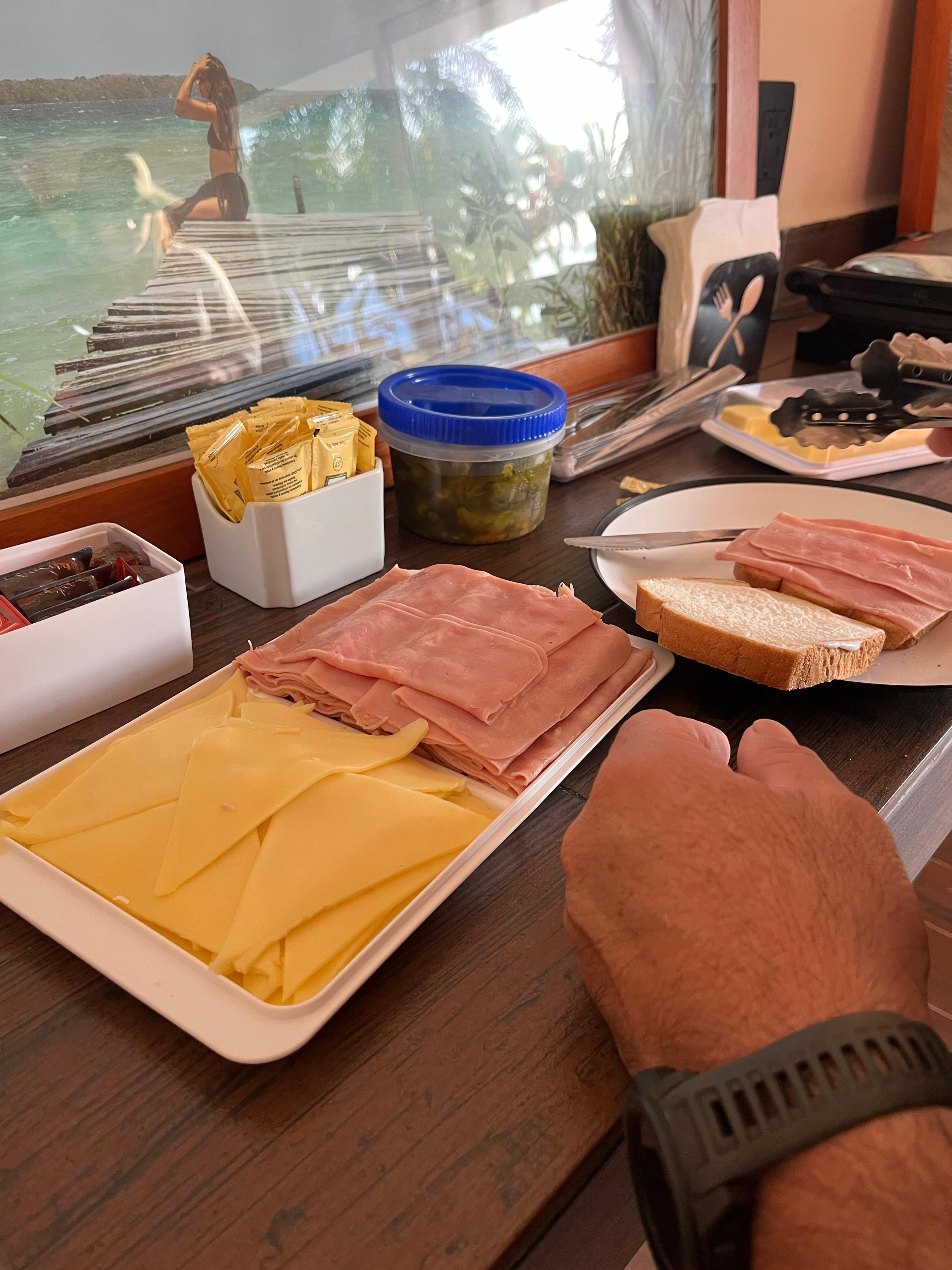 Breakfast option- basically build a sandwich. Also had cereal and some fruit. No hot food options. 