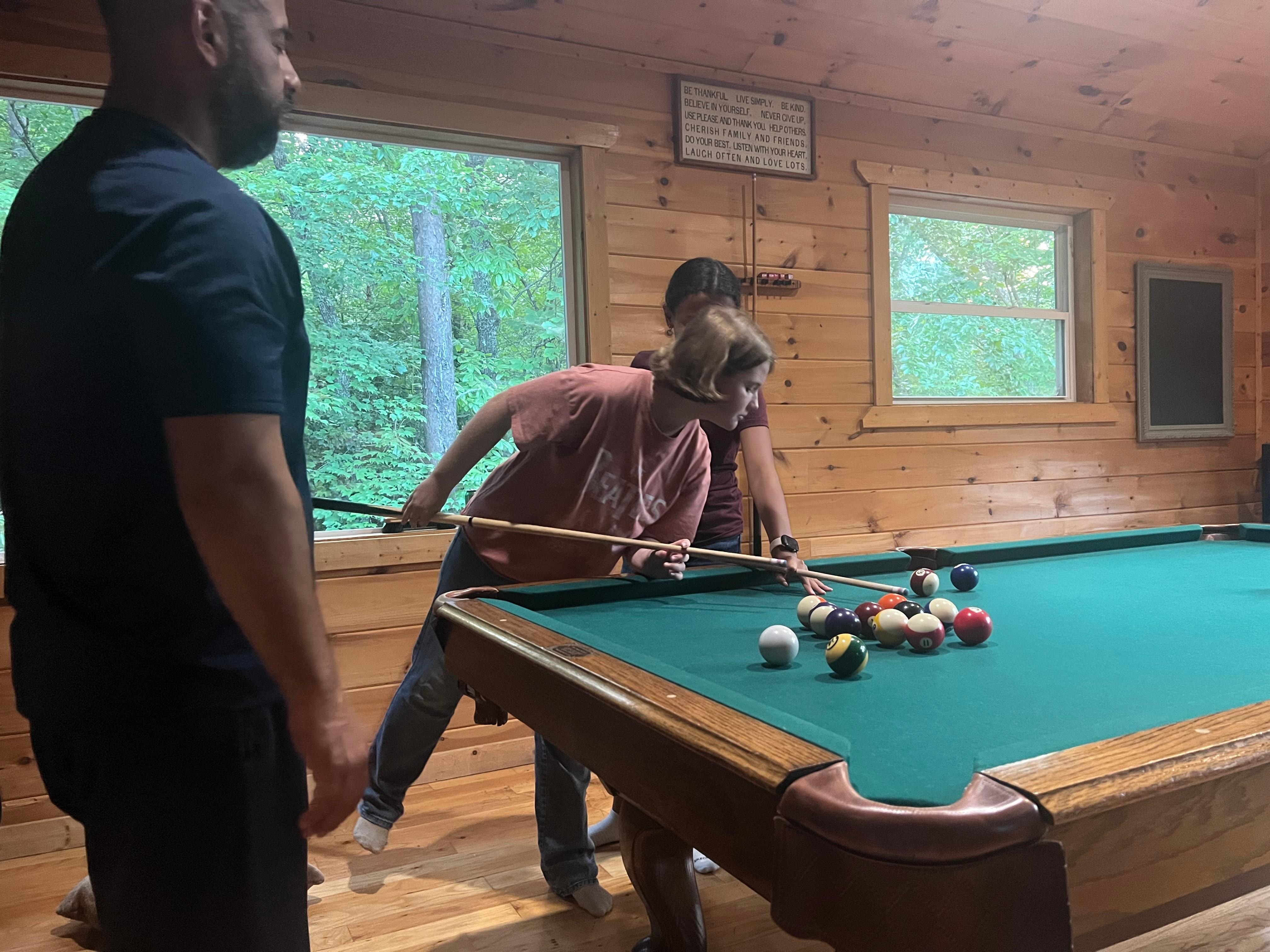 Pool table kept the teens busy in the evening plus some board/card games. 