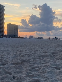 Sun rising on the beach