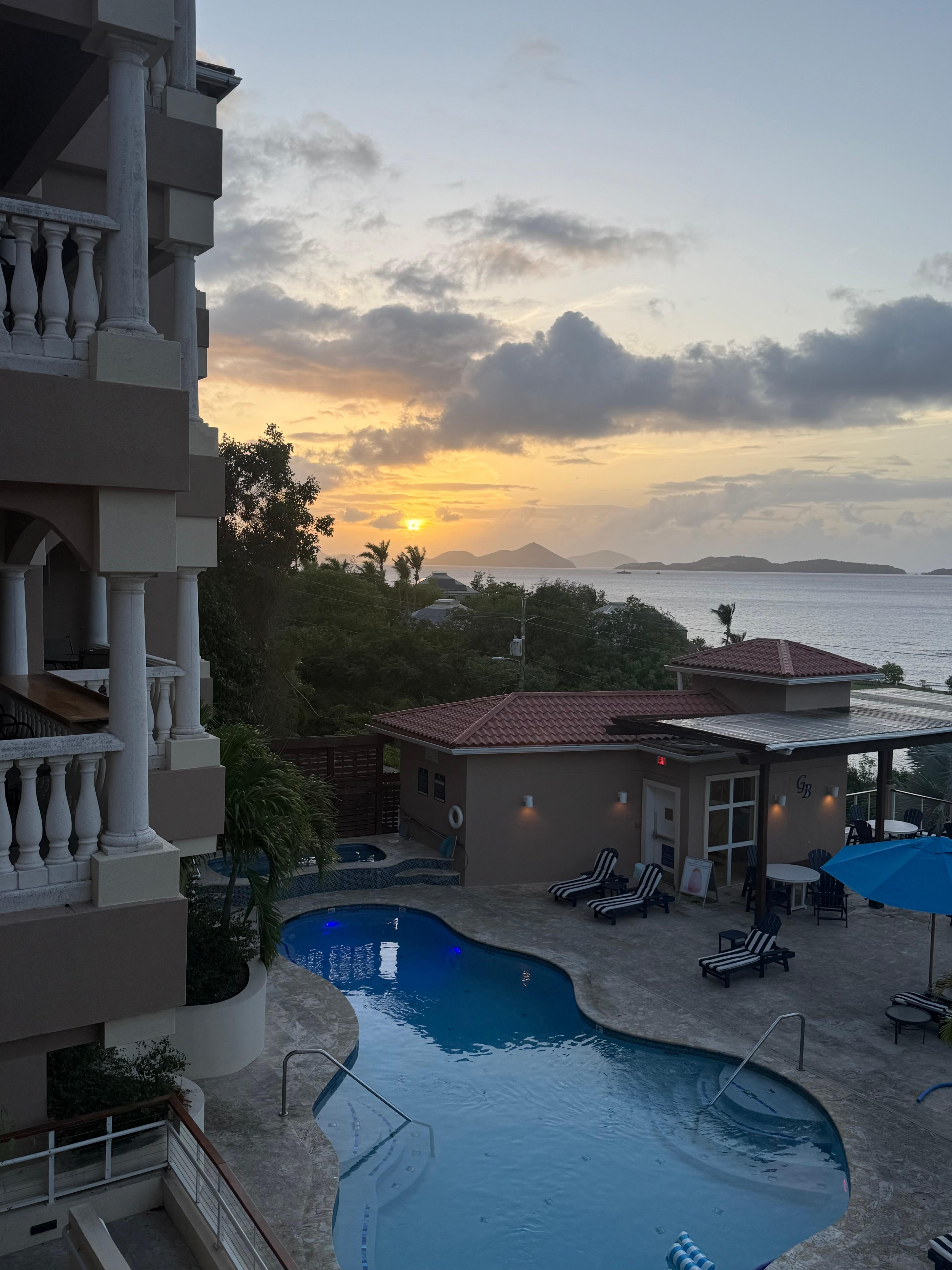 Sunset view in July from the balcony 