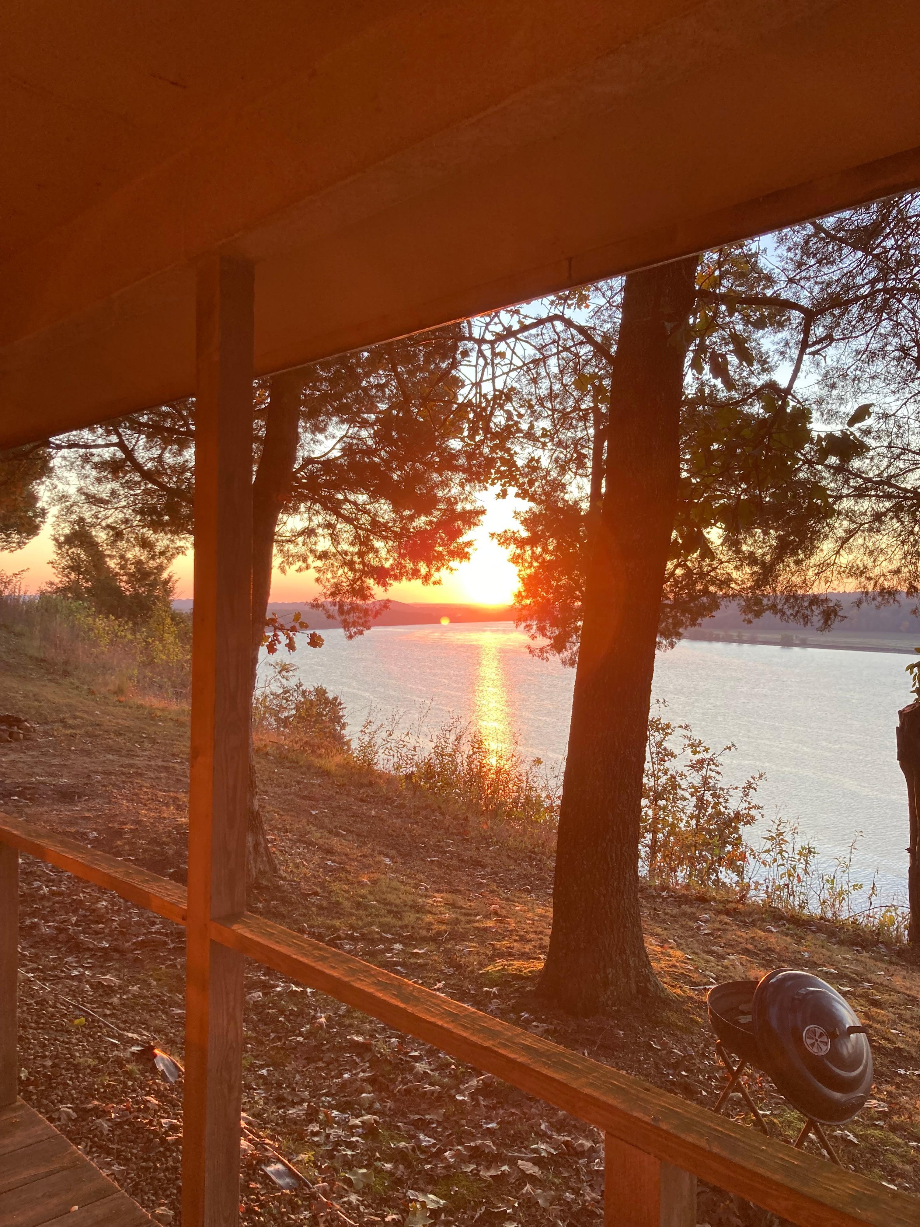 View of the sunrise from our cabin.