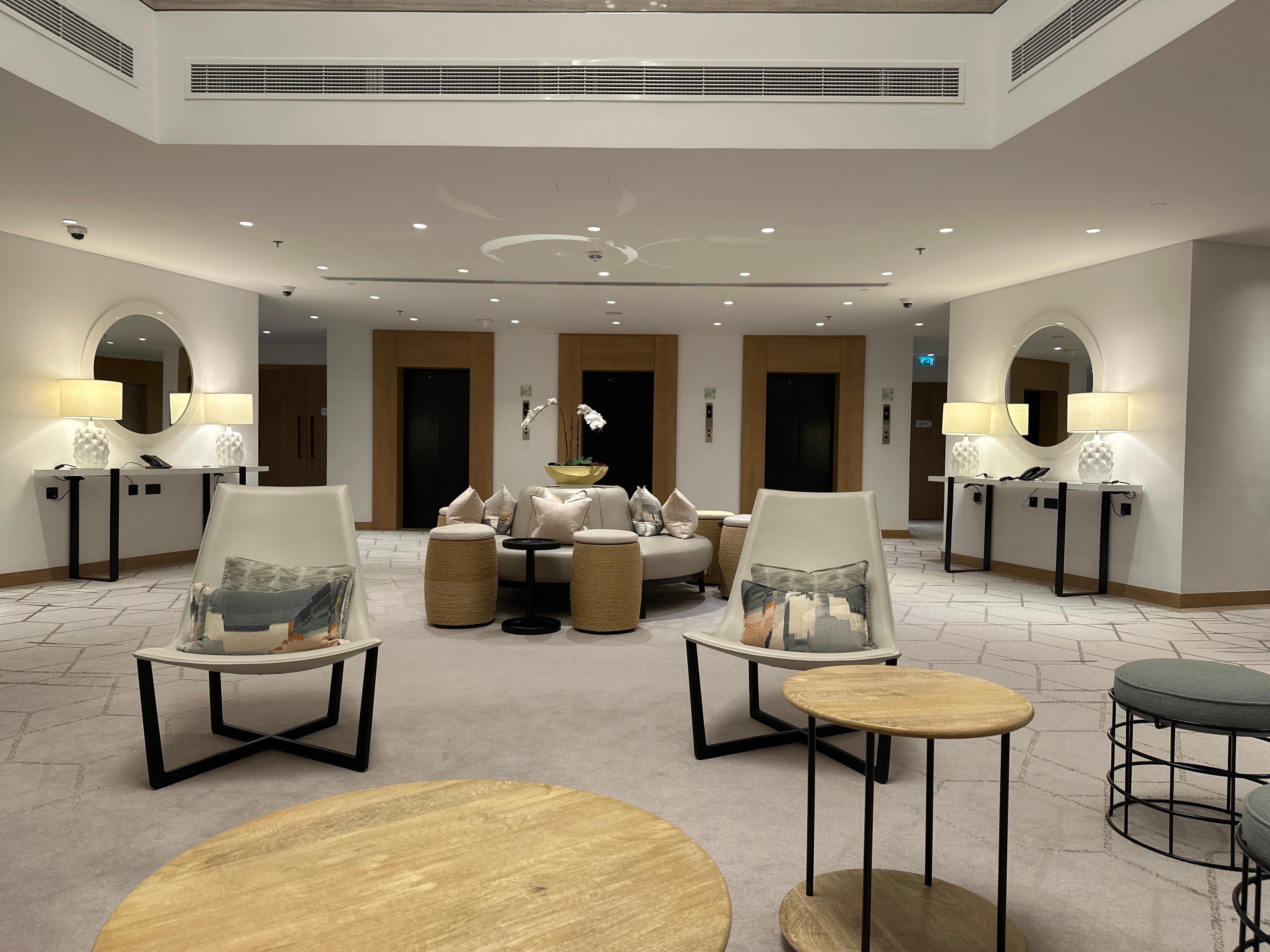 Floor lobby. Great place to sit next to our room while the family plays inside. 