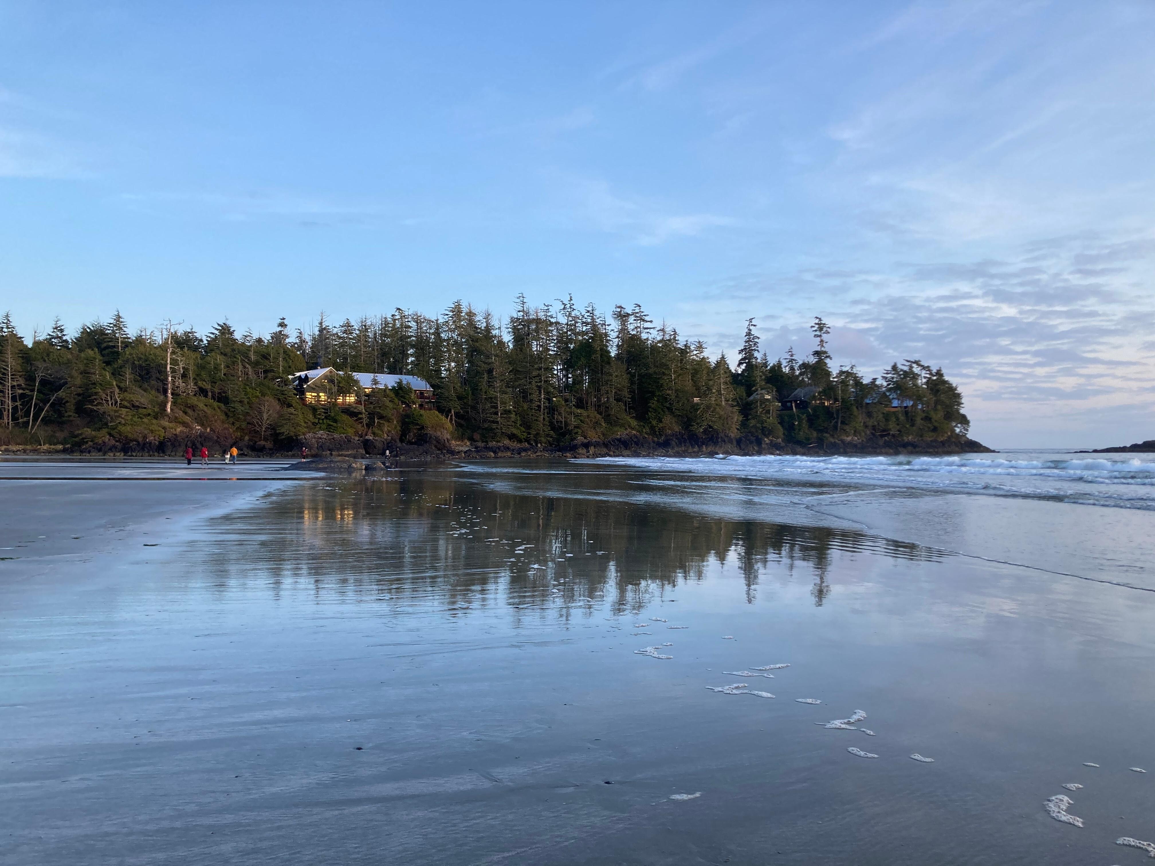 View of the lodge from the adjacent beach