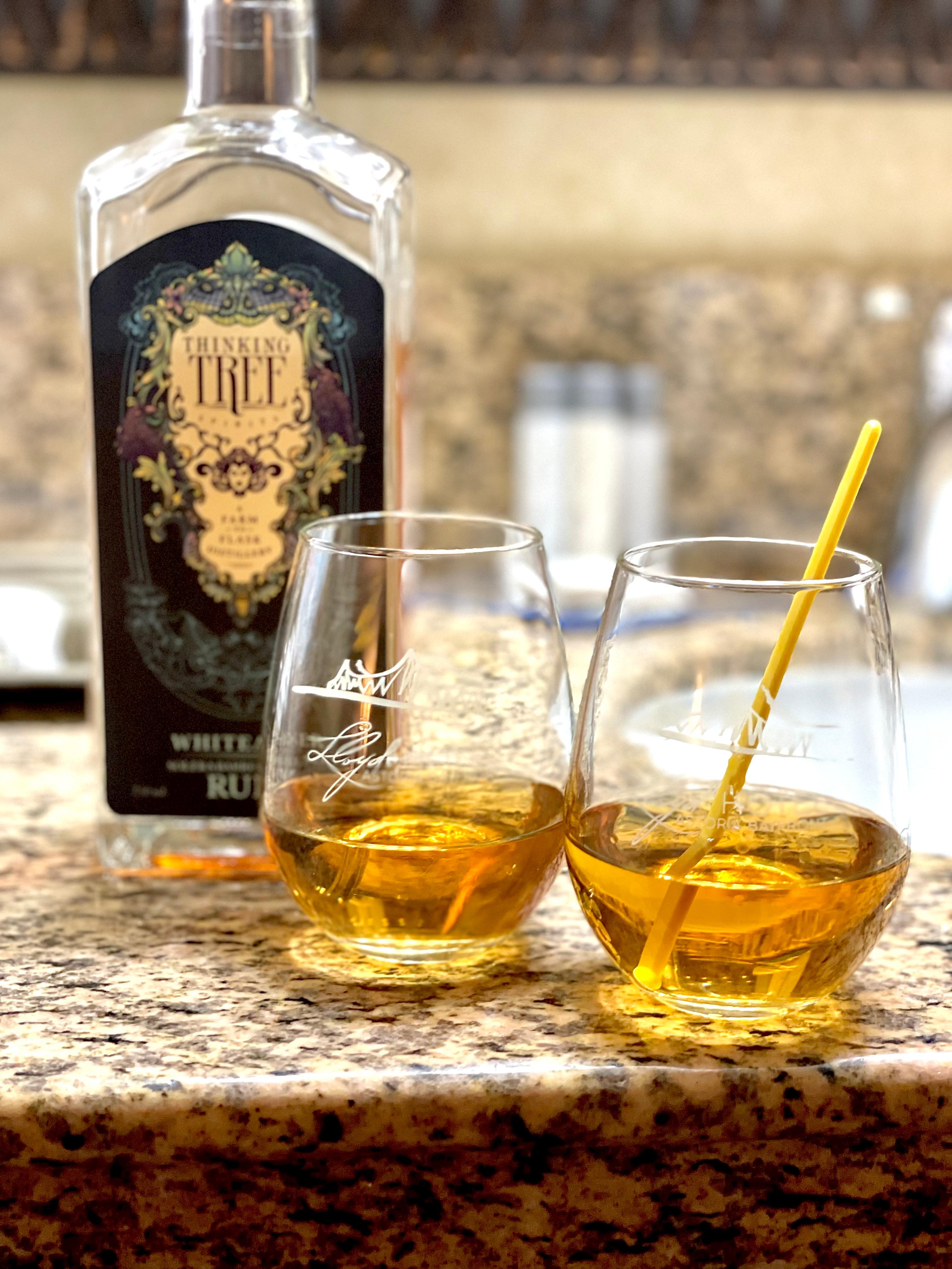 Beautiful etched GLASSWARE in the room. 