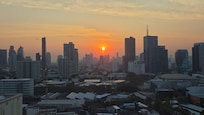 Sunrise as seen from the room and from the balcony
