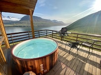 Hot tub with fjords view.