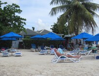 Private Loungers in front of hotel