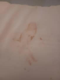 Stained pillow in house.