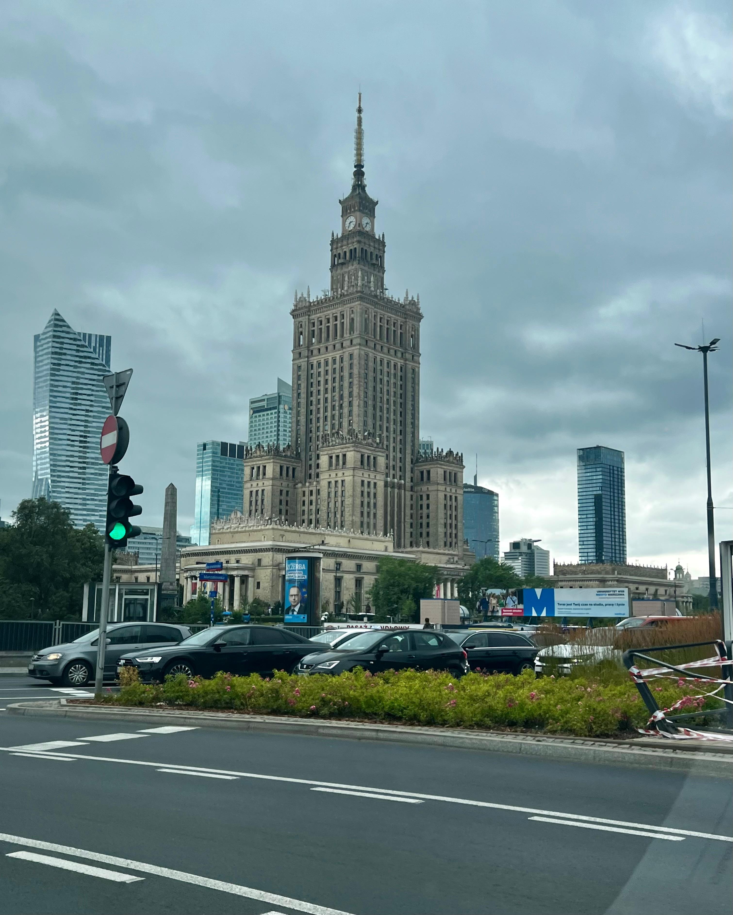 Palac Kultury view from front door of Novotel 