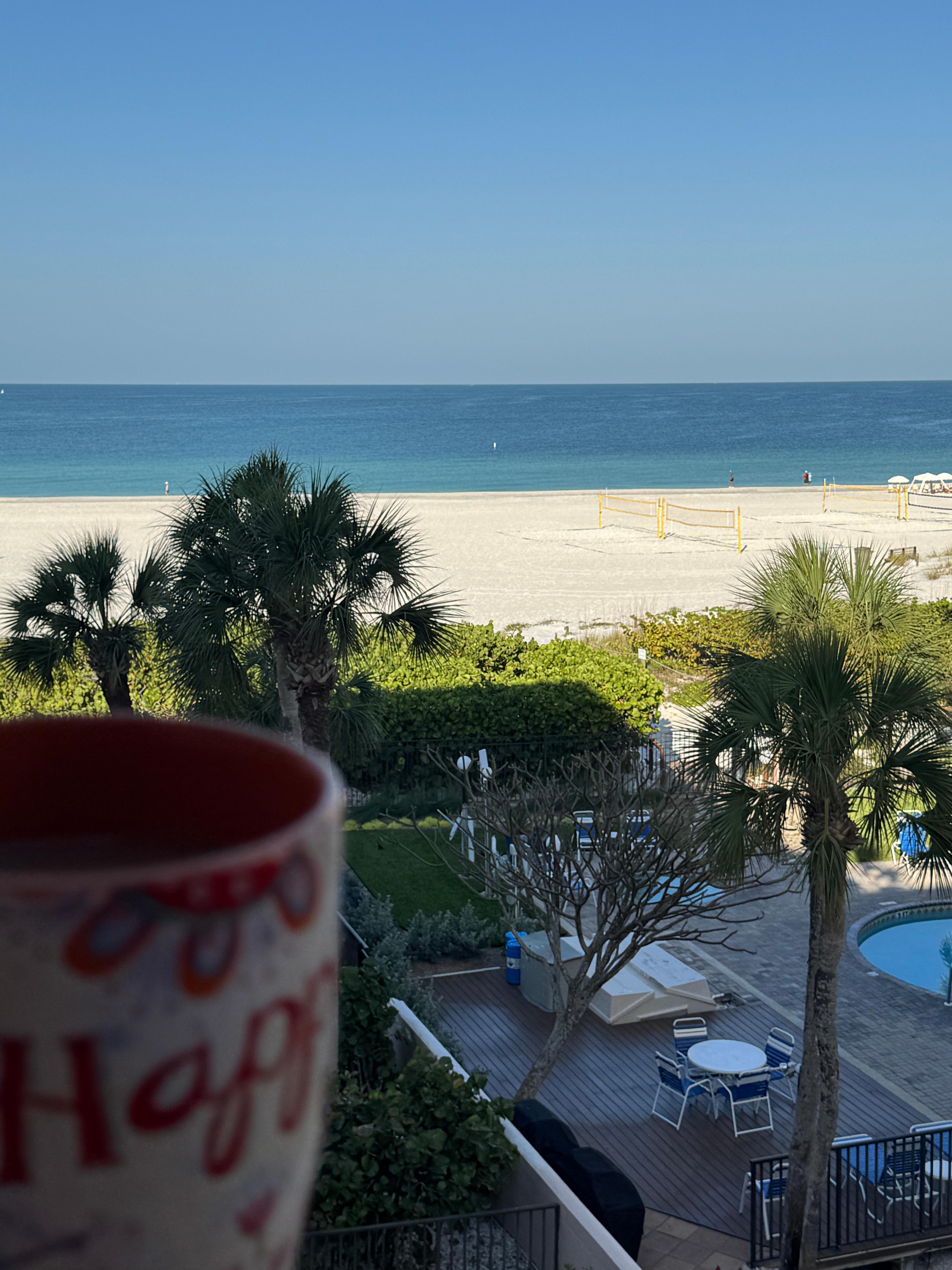 Coffee on the balcony.