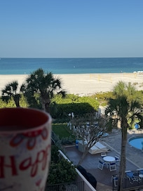 Coffee on the balcony.