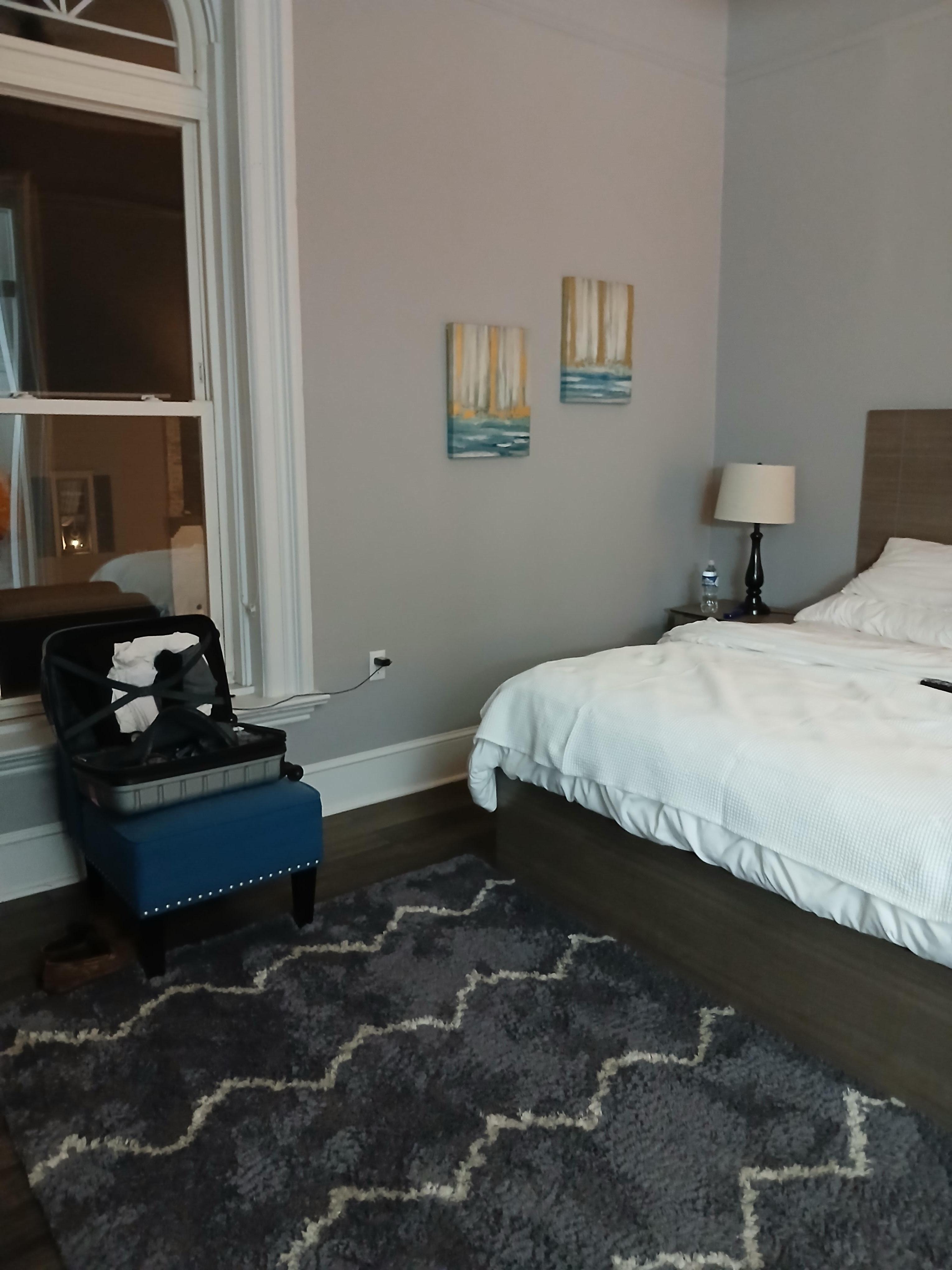 Huge comfortable king-size bed.