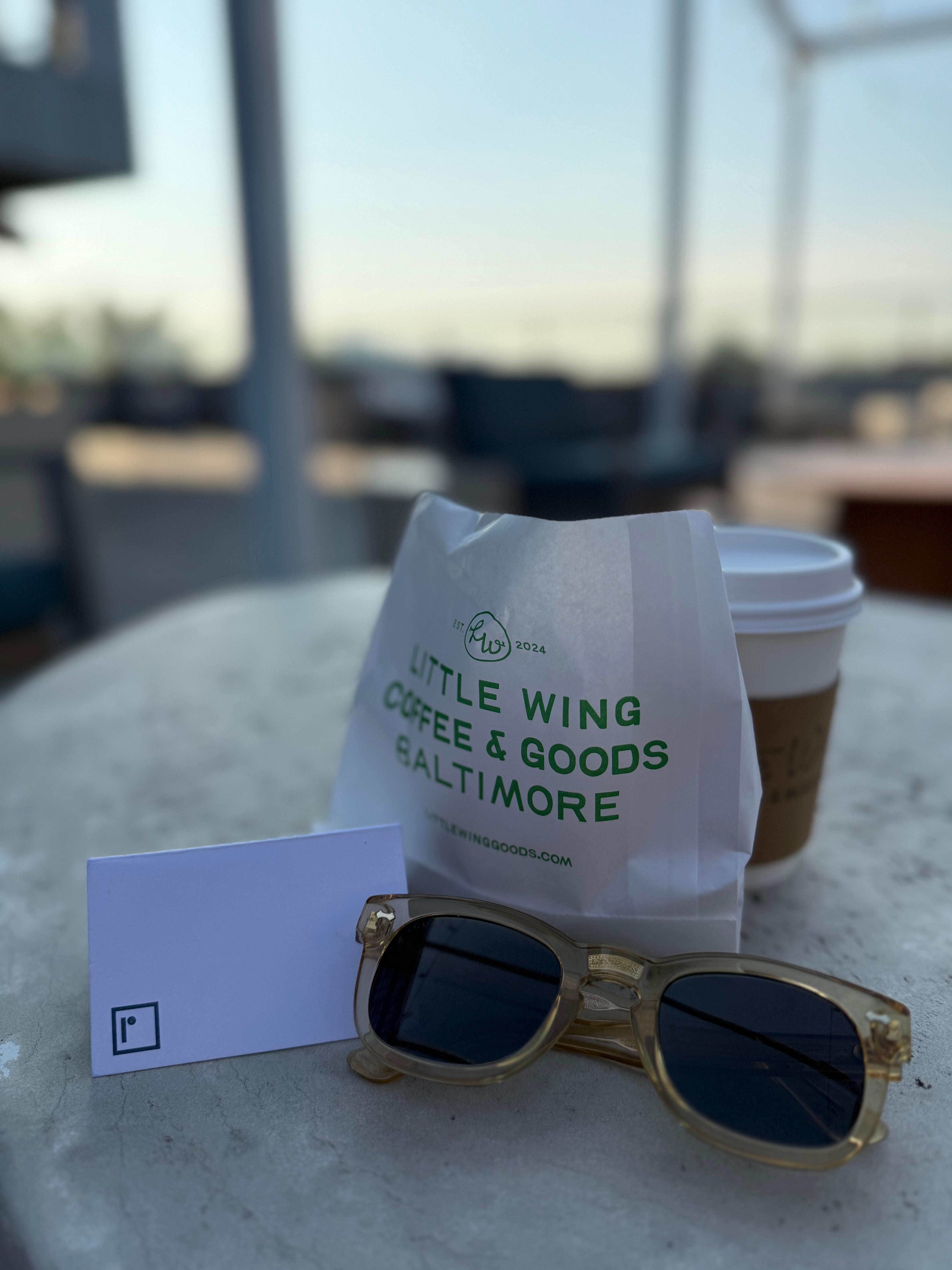 Rooftop pool deck and coffee from on onsite cafe.