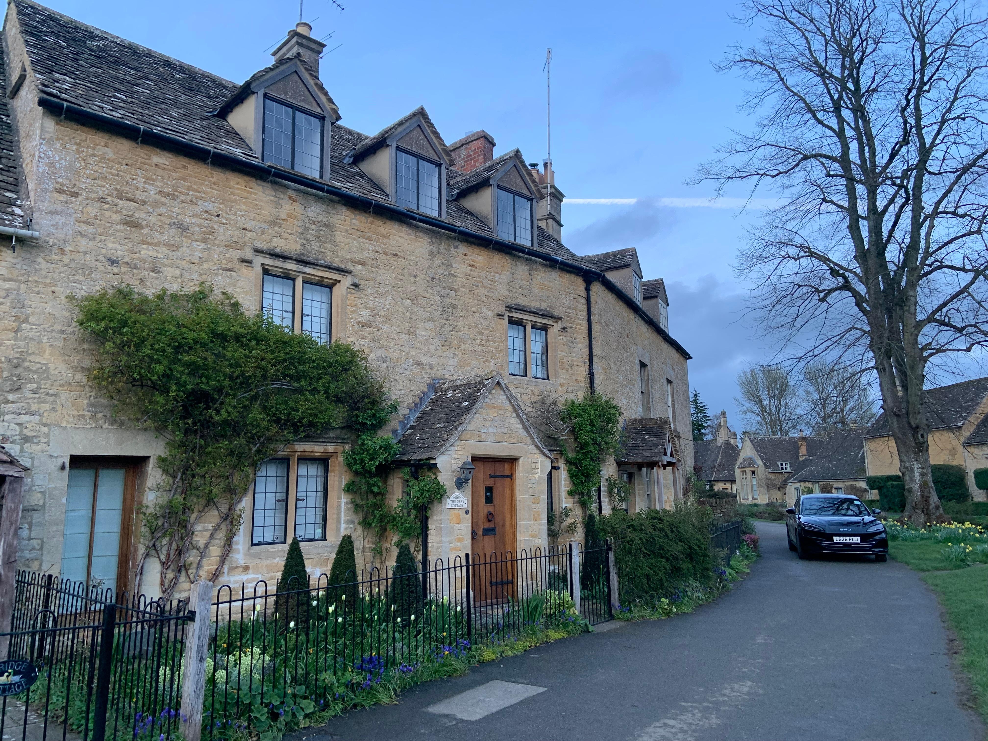 View of the row of houses.  The one we stayed in has our car in front of it 
