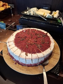 Delicious cake at the breakfast buffet